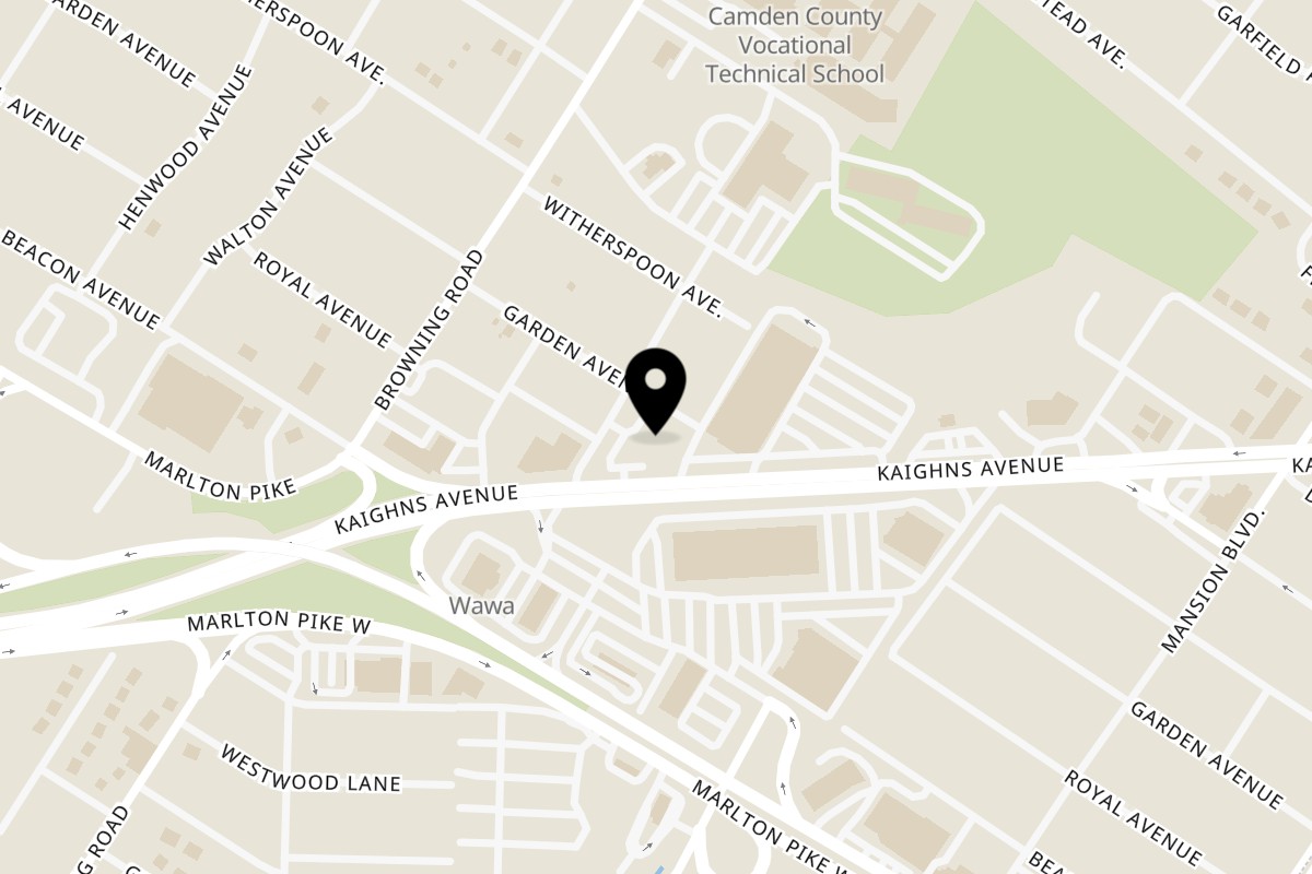 Map showing the location of Paris Bánh Mì New Jersey on 5115 NJ-38 Unit 2 in Pennsauken